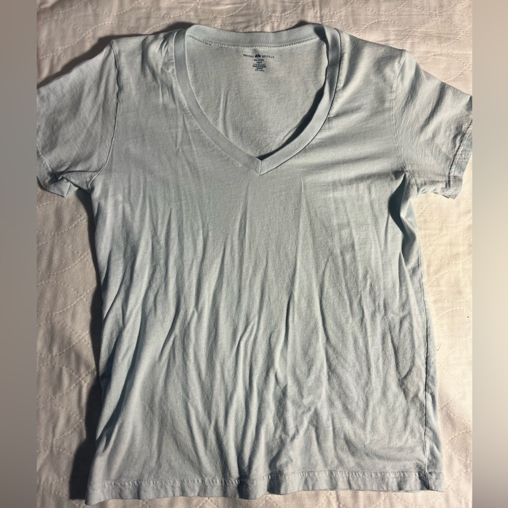brandy melville light blue v neck shirt
